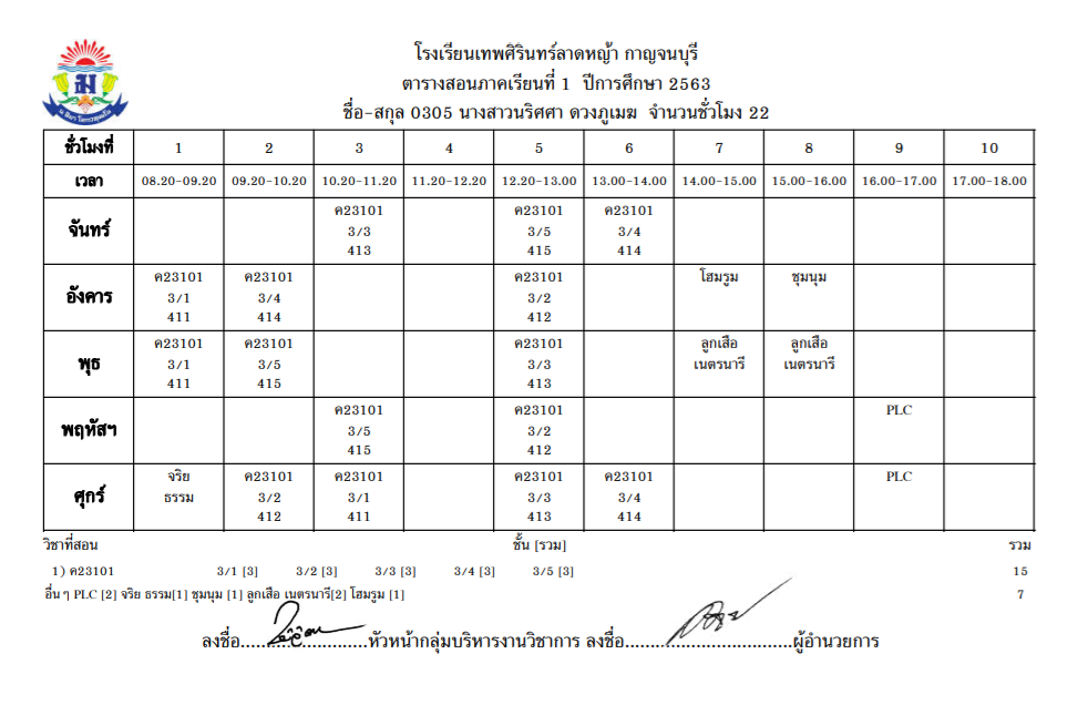 ตารางสอน 1.63